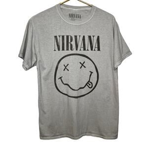 Nirvana T-Shirt Grayish White Smiley Face Medium